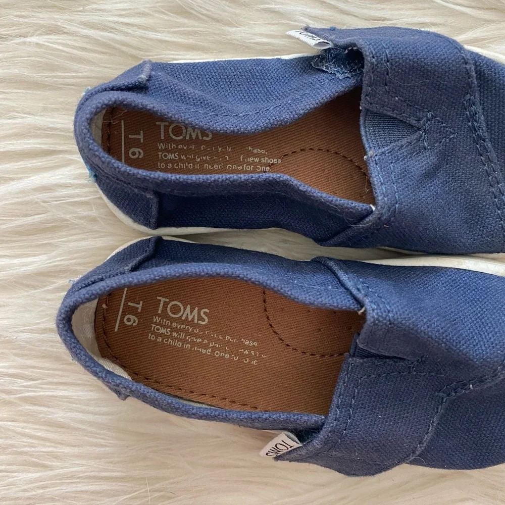 Toms Kids Blue Canvas Alpargata Slip-On Baby Shoes